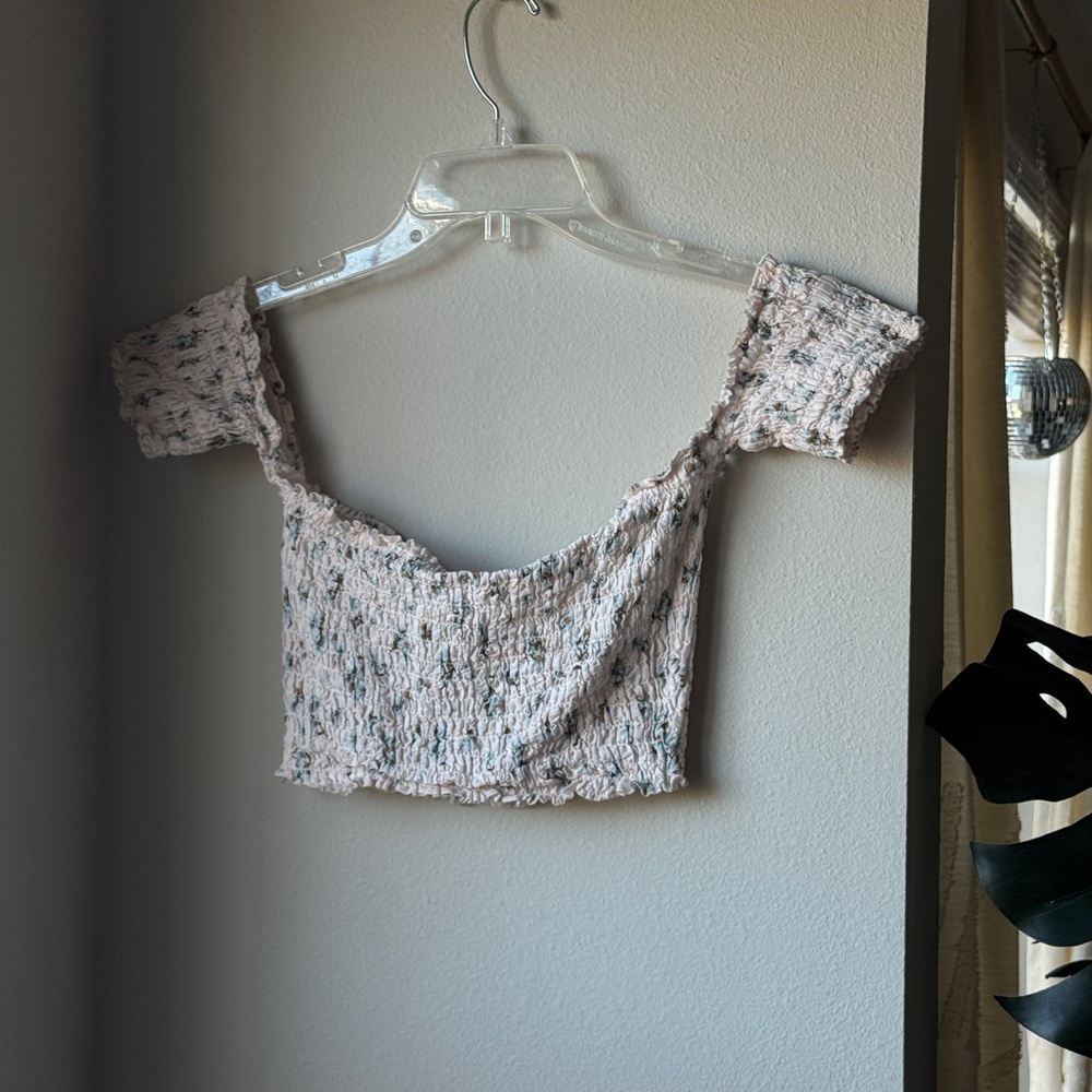Victoria's Secret Smocked Pink Floral Crop Top - Picture 2 of 5